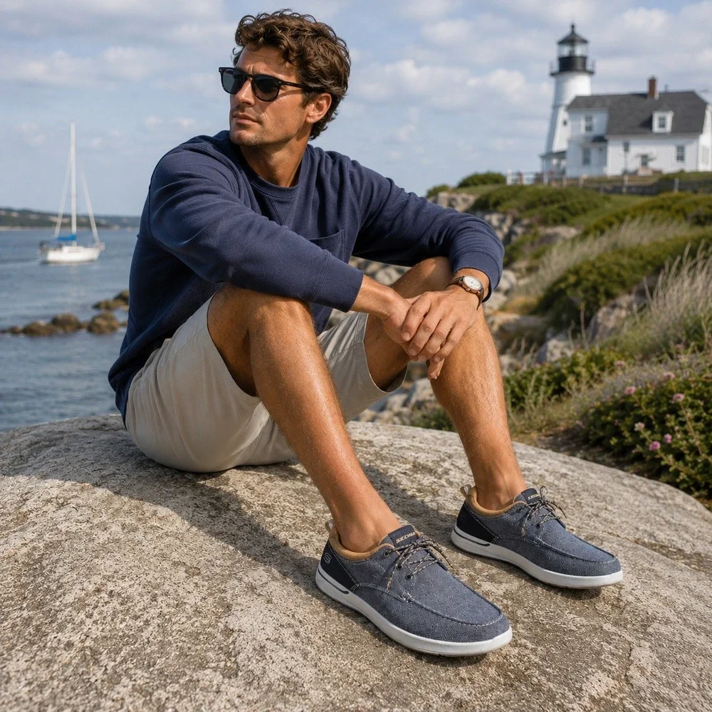 Skechers Elent Mosen Boat Shoes Air Cooled Memory Foam Extra Wide Gray Men's 9.5
